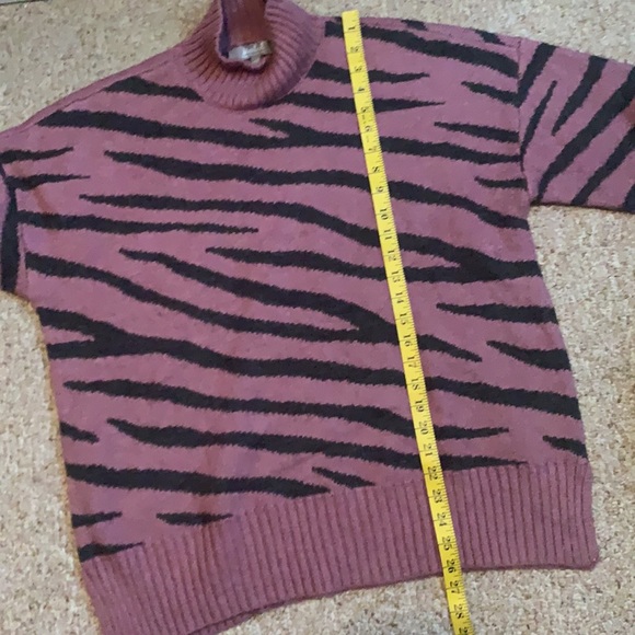 2 for $25 Marled Pink and Black Zebra Stripe Sweater - Picture 4 of 5